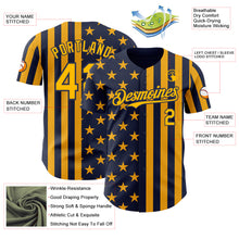 Load image into Gallery viewer, Custom Navy-Gold USA Flag Patriotic Split Stars and Stripes Authentic Baseball Jersey
