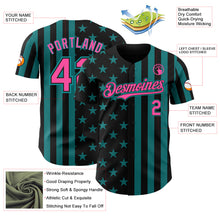 Laden Sie das Bild in den Galerie-Viewer, Custom Black Pink-Teal USA Flag Patriotic Split Stars and Stripes Authentic Baseball Jersey
