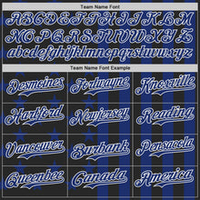 Load image into Gallery viewer, Custom Black Royal-White USA Flag Patriotic Split Stars and Stripes Authentic Baseball Jersey
