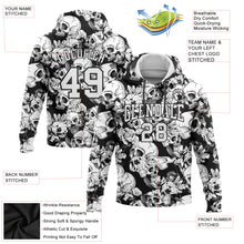 Load image into Gallery viewer, Custom Stitched Black White 3D Skull Fashion Flower Sports Pullover Sweatshirt Hoodie
