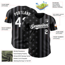 Laden Sie das Bild in den Galerie-Viewer, Custom Black White-Steel Gray USA Flag Patriotic Split Stars and Stripes Authentic Baseball Jersey
