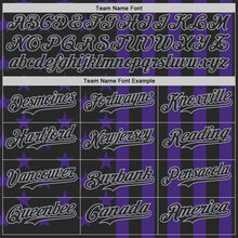 Laden Sie das Bild in den Galerie-Viewer, Custom Black Purple-Gray USA Flag Patriotic Split Stars and Stripes Authentic Baseball Jersey
