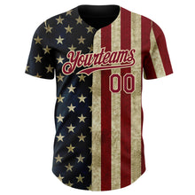 Load image into Gallery viewer, Custom Navy Crimson-City Cream Vintage USA Flag Patriotic Split Stars and Stripes Authentic Baseball Jersey
