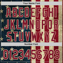 Load image into Gallery viewer, Custom Navy Crimson-City Cream Vintage USA Flag Patriotic Split Stars and Stripes Authentic Baseball Jersey
