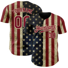 Load image into Gallery viewer, Custom Navy Crimson-City Cream Vintage USA Flag Patriotic Split Stars and Stripes Authentic Baseball Jersey
