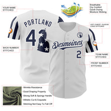 Charger l'image dans la galerie, Custom White-Navy Two Tone USA Flag Sleeves Stars and Stripes Authentic Baseball Jersey
