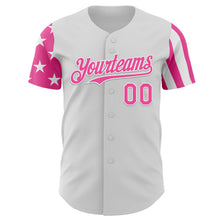 Charger l'image dans la galerie, Custom White-Pink Two Tone USA Flag Sleeves Stars and Stripes Authentic Baseball Jersey
