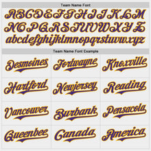 Load image into Gallery viewer, Custom White Purple-Gold Two Tone USA Flag Sleeves Stars and Stripes Authentic Baseball Jersey
