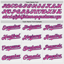Laden Sie das Bild in den Galerie-Viewer, Custom White Pink Aqua-Navy Two Tone USA Flag Sleeves Stars and Stripes Authentic Baseball Jersey

