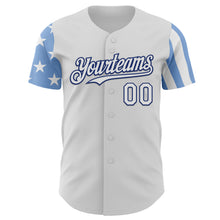 Load image into Gallery viewer, Custom White Light Blue-Royal Two Tone USA Flag Sleeves Stars and Stripes Authentic Baseball Jersey
