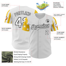 Charger l'image dans la galerie, Custom White Yellow-Black Two Tone USA Flag Sleeves Stars and Stripes Authentic Baseball Jersey

