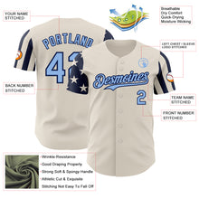Laden Sie das Bild in den Galerie-Viewer, Custom Cream Light Blue-Navy Two Tone USA Flag Sleeves Stars and Stripes Authentic Baseball Jersey
