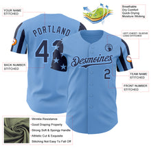 Charger l'image dans la galerie, Custom Light Blue-Navy Two Tone USA Flag Sleeves Stars and Stripes Authentic Baseball Jersey
