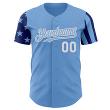 Charger l'image dans la galerie, Custom Light Blue White-Royal Two Tone USA Flag Sleeves Stars and Stripes Authentic Baseball Jersey
