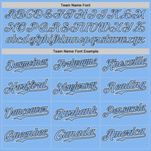 Laden Sie das Bild in den Galerie-Viewer, Custom Light Blue Black-White Two Tone USA Flag Sleeves Stars and Stripes Authentic Baseball Jersey
