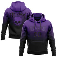 Load image into Gallery viewer, Custom Stitched Purple Black 3D Skull Fashion Sports Pullover Sweatshirt Hoodie

