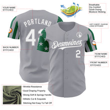 Load image into Gallery viewer, Custom Gray White-Kelly Green Two Tone USA Flag Sleeves Stars and Stripes Authentic Baseball Jersey
