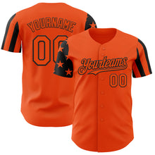Load image into Gallery viewer, Custom Orange-Black Two Tone USA Flag Sleeves Stars and Stripes Authentic Baseball Jersey
