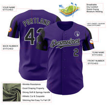 Laden Sie das Bild in den Galerie-Viewer, Custom Purple Black-Gray Two Tone USA Flag Sleeves Stars and Stripes Authentic Baseball Jersey
