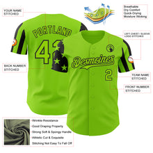 Laden Sie das Bild in den Galerie-Viewer, Custom Neon Green-Black Two Tone USA Flag Sleeves Stars and Stripes Authentic Baseball Jersey
