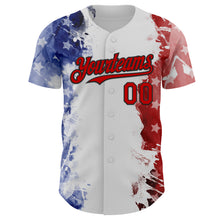 Load image into Gallery viewer, Custom White Red Royal-Black American Flag Patriotic Authentic Baseball Jersey
