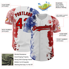 Load image into Gallery viewer, Custom White Red Royal-Black American Flag Patriotic Authentic Baseball Jersey
