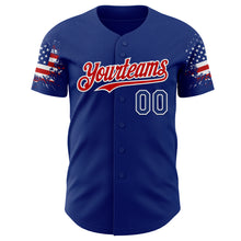 Load image into Gallery viewer, Custom Royal Red-White Two Tone USA Flag Sleeves Stars and Stripes Authentic Baseball Jersey
