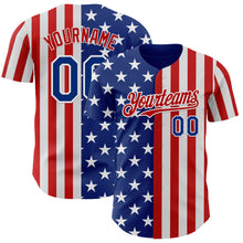 Laden Sie das Bild in den Galerie-Viewer, Custom Royal Red-White USA Flag Patriotic Split Stars and Stripes Authentic Baseball Jersey

