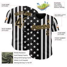 Laden Sie das Bild in den Galerie-Viewer, Custom Black White-Old Gold USA Flag Patriotic Split Stars and Stripes Authentic Baseball Jersey

