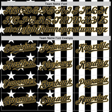 Laden Sie das Bild in den Galerie-Viewer, Custom Black White-Old Gold USA Flag Patriotic Split Stars and Stripes Authentic Baseball Jersey
