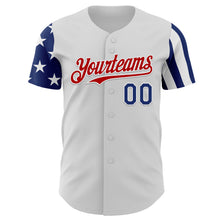 Laden Sie das Bild in den Galerie-Viewer, Custom White Royal-Red Two Tone USA Flag Sleeves Stars and Stripes Authentic Baseball Jersey
