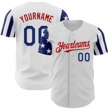 Laden Sie das Bild in den Galerie-Viewer, Custom White Royal-Red Two Tone USA Flag Sleeves Stars and Stripes Authentic Baseball Jersey
