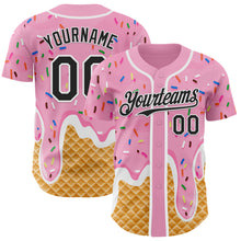 Charger l'image dans la galerie, Custom Light Pink Black-White Ice Cream Waffle Foodie Dessert Authentic Baseball Jersey
