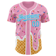 Charger l'image dans la galerie, Custom Light Pink Sky Blue-White Ice Cream Waffle Foodie Dessert Authentic Baseball Jersey
