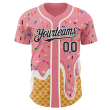 Charger l'image dans la galerie, Custom Medium Pink Black-White Ice Cream Waffle Foodie Dessert Authentic Baseball Jersey
