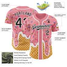 Charger l'image dans la galerie, Custom Medium Pink Black-White Ice Cream Waffle Foodie Dessert Authentic Baseball Jersey
