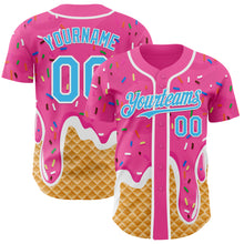 Charger l'image dans la galerie, Custom Pink Sky Blue-White Ice Cream Waffle Foodie Dessert Authentic Baseball Jersey

