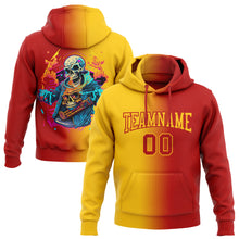 Load image into Gallery viewer, Custom Stitched Red Gold 3D Skull Fashion Sports Pullover Sweatshirt Hoodie
