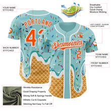 Charger l'image dans la galerie, Custom Ice Blue Orange-White Ice Cream Waffle Foodie Dessert Authentic Baseball Jersey
