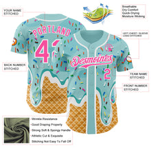 Charger l'image dans la galerie, Custom Ice Blue Pink-White Ice Cream Waffle Foodie Dessert Authentic Baseball Jersey
