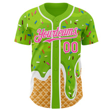 Charger l'image dans la galerie, Custom Neon Green Pink-White Ice Cream Waffle Foodie Dessert Authentic Baseball Jersey
