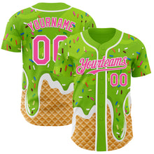 Charger l'image dans la galerie, Custom Neon Green Pink-White Ice Cream Waffle Foodie Dessert Authentic Baseball Jersey
