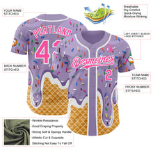 Charger l'image dans la galerie, Custom Light Purple Pink-White Ice Cream Waffle Foodie Dessert Authentic Baseball Jersey
