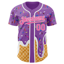 Charger l'image dans la galerie, Custom Medium Purple Pink-White Ice Cream Waffle Foodie Dessert Authentic Baseball Jersey
