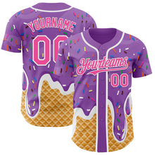 Charger l'image dans la galerie, Custom Medium Purple Pink-White Ice Cream Waffle Foodie Dessert Authentic Baseball Jersey

