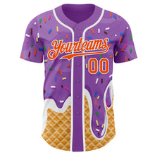 Charger l'image dans la galerie, Custom Medium Purple Orange-White Ice Cream Waffle Foodie Dessert Authentic Baseball Jersey
