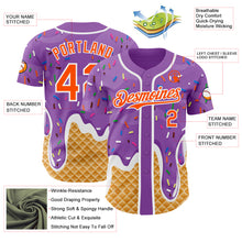 Charger l'image dans la galerie, Custom Medium Purple Orange-White Ice Cream Waffle Foodie Dessert Authentic Baseball Jersey
