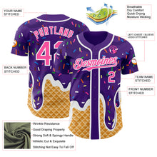 Charger l'image dans la galerie, Custom Purple Pink-White Ice Cream Waffle Foodie Dessert Authentic Baseball Jersey
