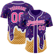 Charger l'image dans la galerie, Custom Purple Pink-White Ice Cream Waffle Foodie Dessert Authentic Baseball Jersey
