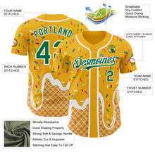 Charger l'image dans la galerie, Custom Gold Kelly Green-White Ice Cream Waffle Foodie Dessert Authentic Baseball Jersey
